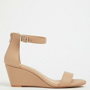 Torrid Nude Faux Leather Ankle Strap Wedges